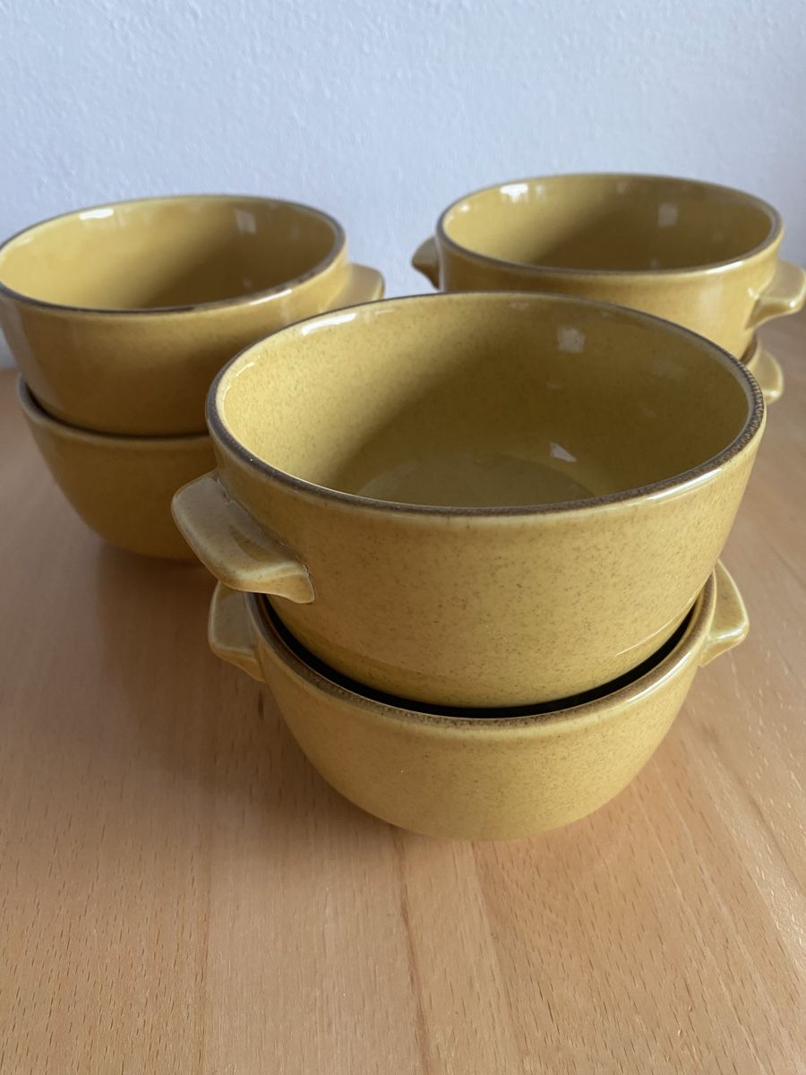 Rössler Ciotole: 6 Rössler Suppentassen/Bols/Schälchen senfgelb – Usato da Schwarzenburg venduto da Michellu 6