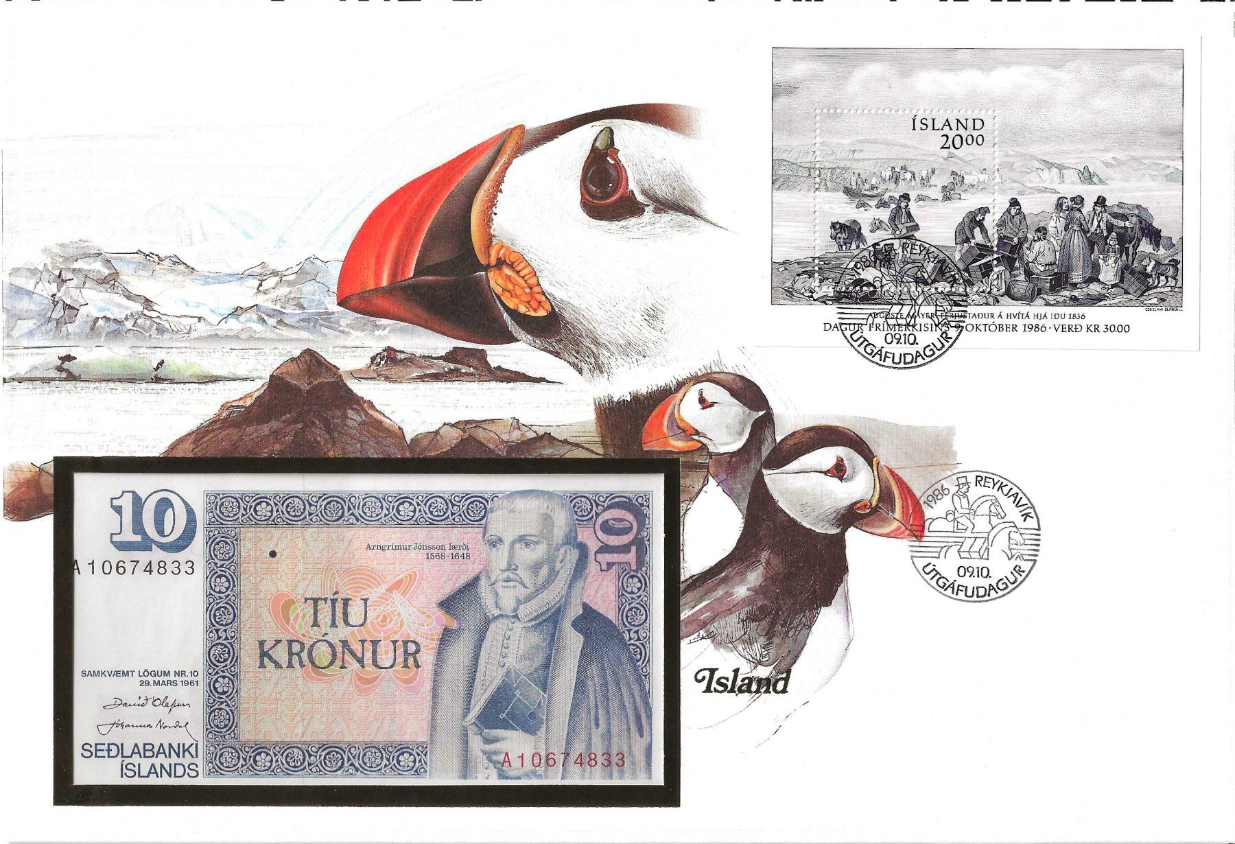 Banknoten: Notenbrief Island  1986 – Gebraucht aus Zürich von Philacat11