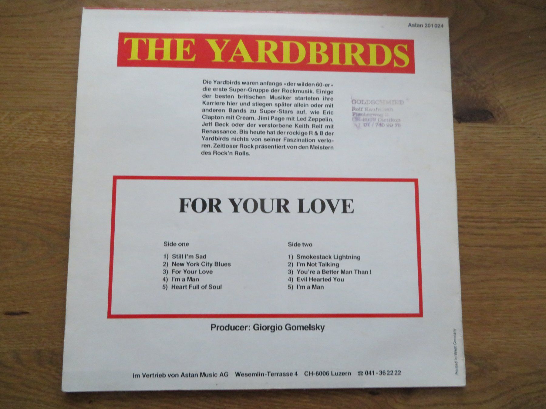 Dischi in vinile: THE YARDBIRDS FOR YOUR LOVE – Nuovo (secondo la descrizione) da Zürich venduto da max_cp5f 1