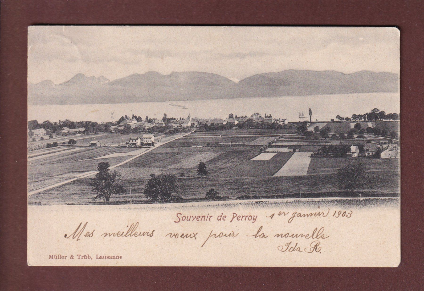 Cartoline postali: Souvenir de PERROY - 1903 – Usato da Pully venduto da nicecards