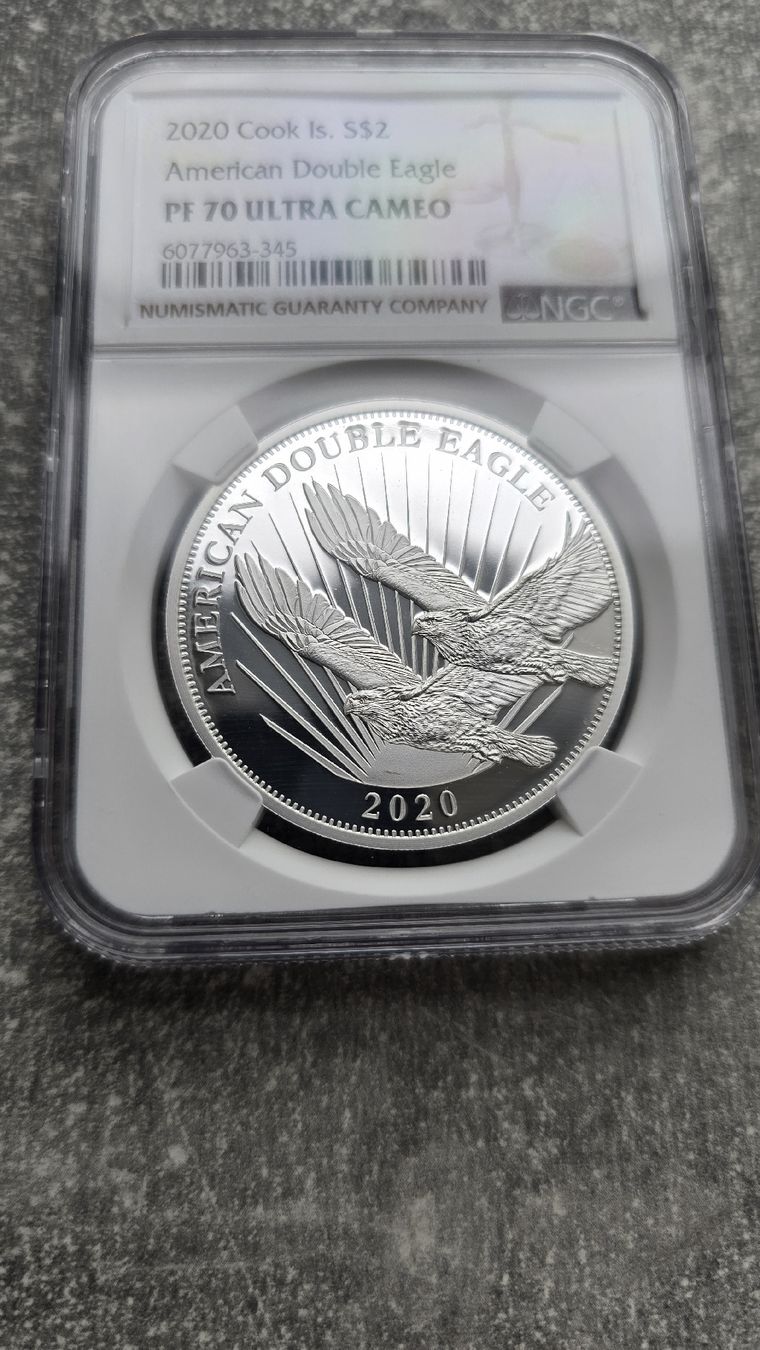 Tutti le monete: Cook Islands 2020 Double Eagle Silver PF70 NGC – Nuovo (secondo la descrizione) da Petit-Lancy venduto da SilverCoinCoin 1