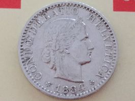 20 Rappen 1884 ss-vz, nur 4,0 Mio!