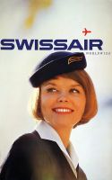 Swissair Plakat Stewardess, Vintage 1964
