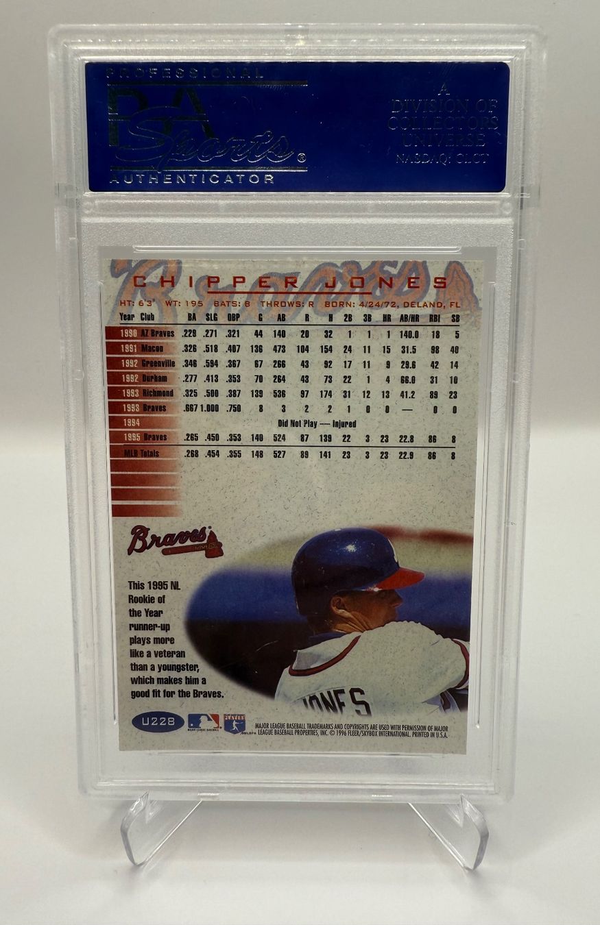 Carte collezionabili: 1996 FLEER UPDATE CHIPPER JONES PSA/DNA CERTIFIED #228 – Nuovo e nell'imballaggio originale da Dietikon venduto da gab_qz7y 1