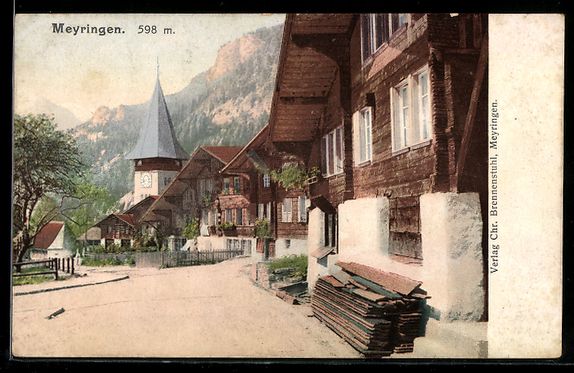 Cartoline postali: Meyringen, Strassenpartie mit Kirchblick – Usato da Berlin venduto da bartko-reher