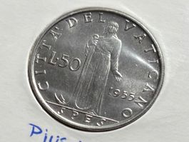 Vatikanstadt 50 Lire 1955 unz Pius XII. Spes