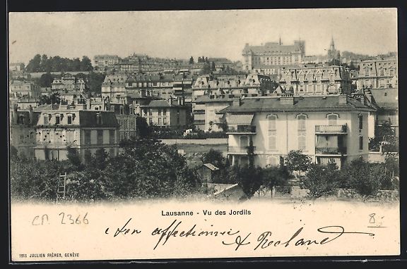Cartoline postali: AK Lausanne, Vu des Jordils, 1901 – Usato da Berlin venduto da bartko-reher