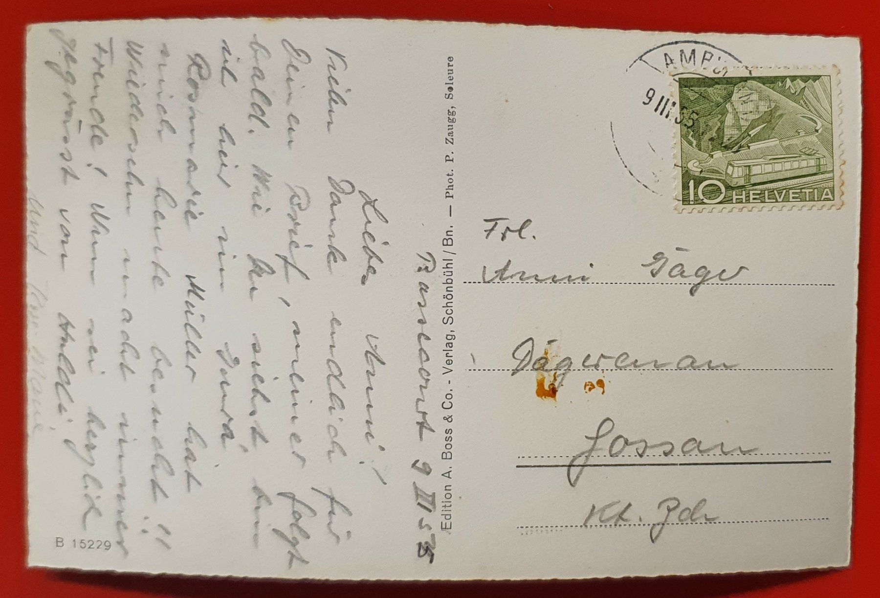 Cartoline postali: Bassecourt 1955 - Flugaufnahme – Usato da Kreuzlingen venduto da Rschweiz1 1