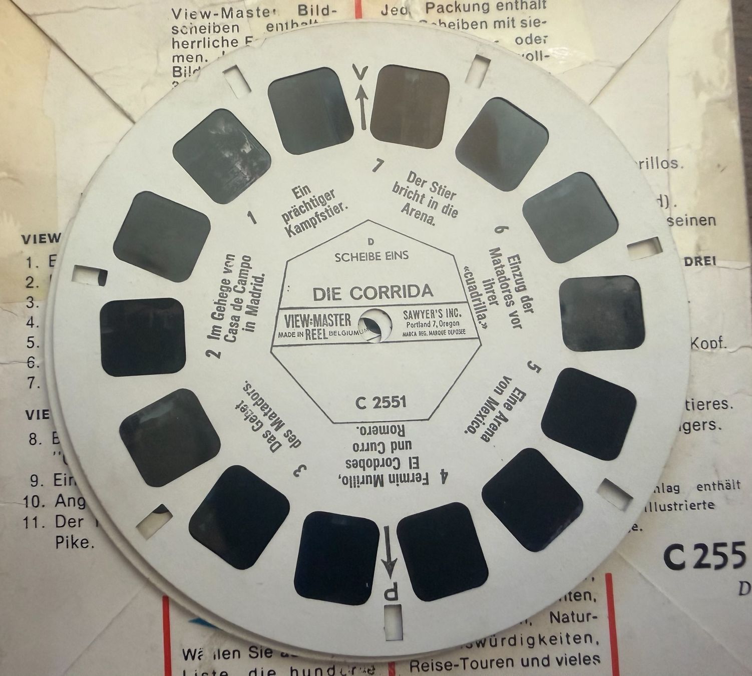 View-master Giocattoli: View-Master 3D: Nr. C 255 Die Corrida -Spanischer Stierkampf – Usato da Tegerfelden venduto da siebenmacky 3