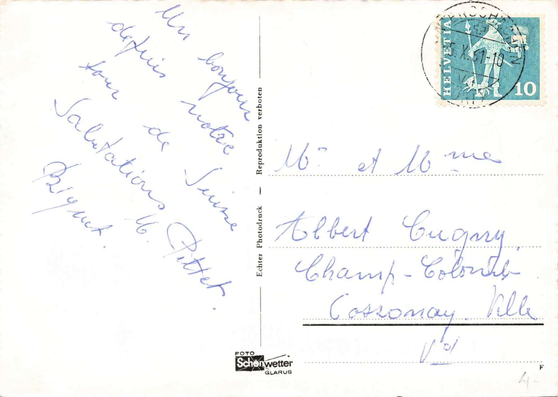 Cartoline postali: Glarus mit glärnisch G – Usato da Biasca venduto da Blenio71 1