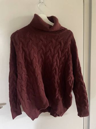 Massimo Dutti Rollkragenpullover Bordeaux, Kaschmir-Mix