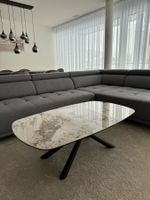 Couchtisch 120x70cm Keramik Weiss/Beige Schwarzes Gestell