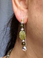 Boucles d'oreilles Grenat vert et argent 925