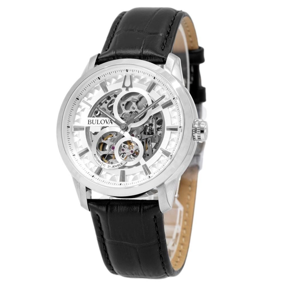 Bulova Orologi: Bulova herren 96A266 Sutton Skeleton Dial Watch – Nuovo e nell'imballaggio originale da Schindellegi venduto da harveystore 1