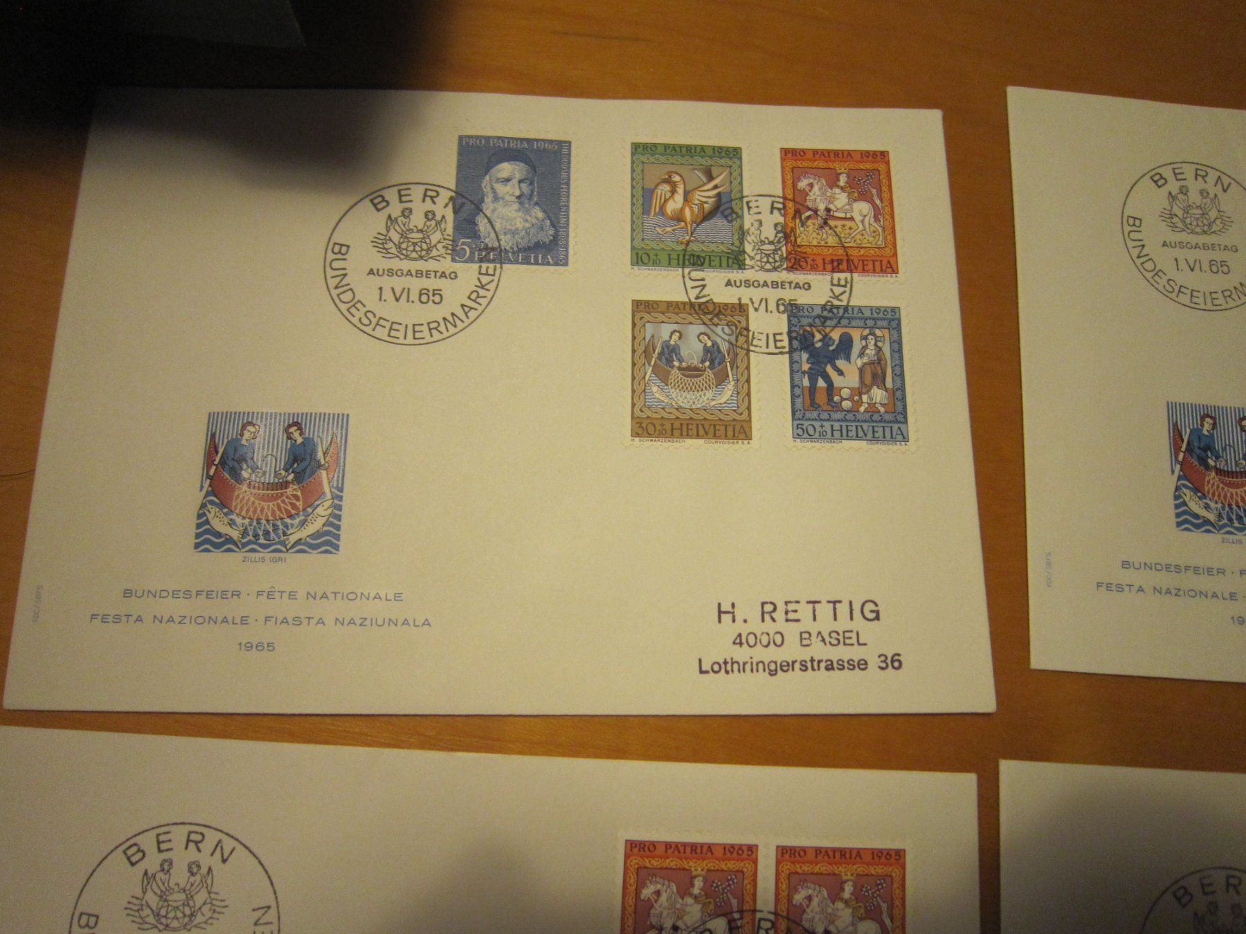 Tutti i francobolli: PP 1965 FDC Serie und 4er mit Adresse – Usato da Gordola venduto da Polentaefung 1
