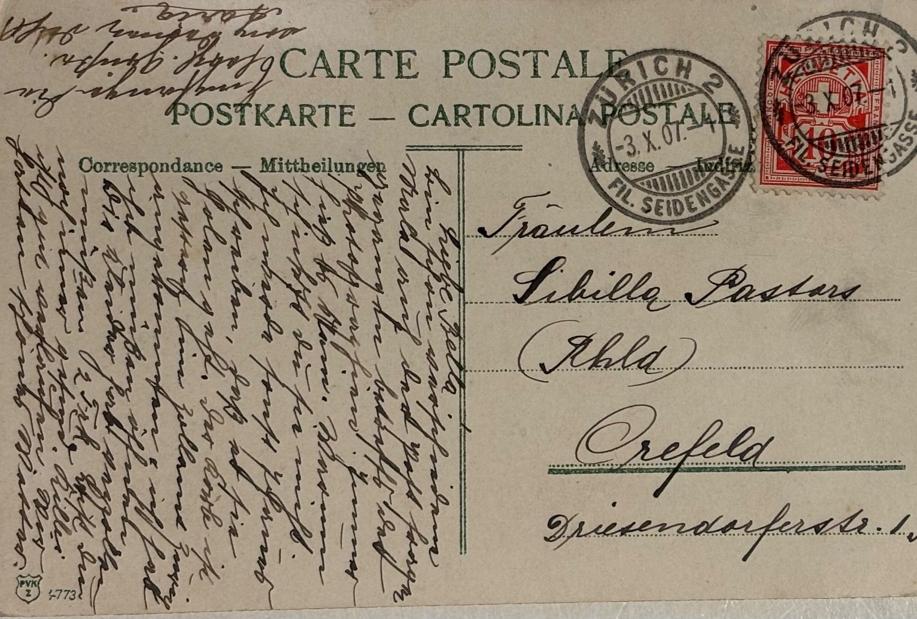 Ansichtskarten: Helvetia, 1907 – Gebraucht aus Frauenfeld von Merk52 1