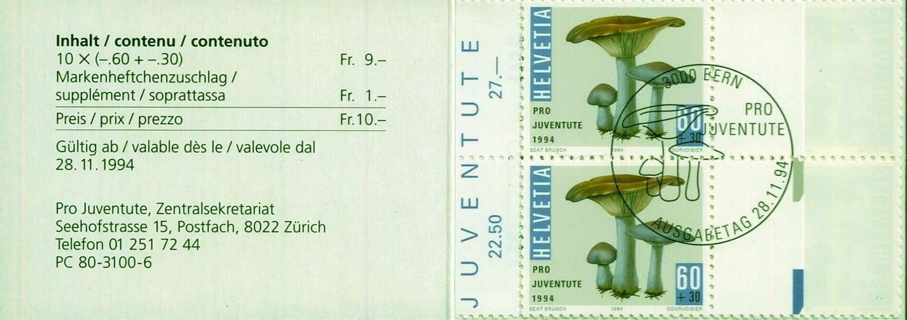Tutti i francobolli: 1994 Pro Juventute MH ES KW 20.- – Usato da Eggersriet venduto da stamp303 1