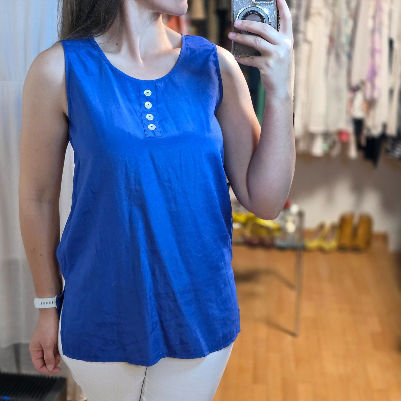 Camicette: Vintage Sommerbluse Blau Gr. M – Usato da Wald ZH venduto da CapLux 1