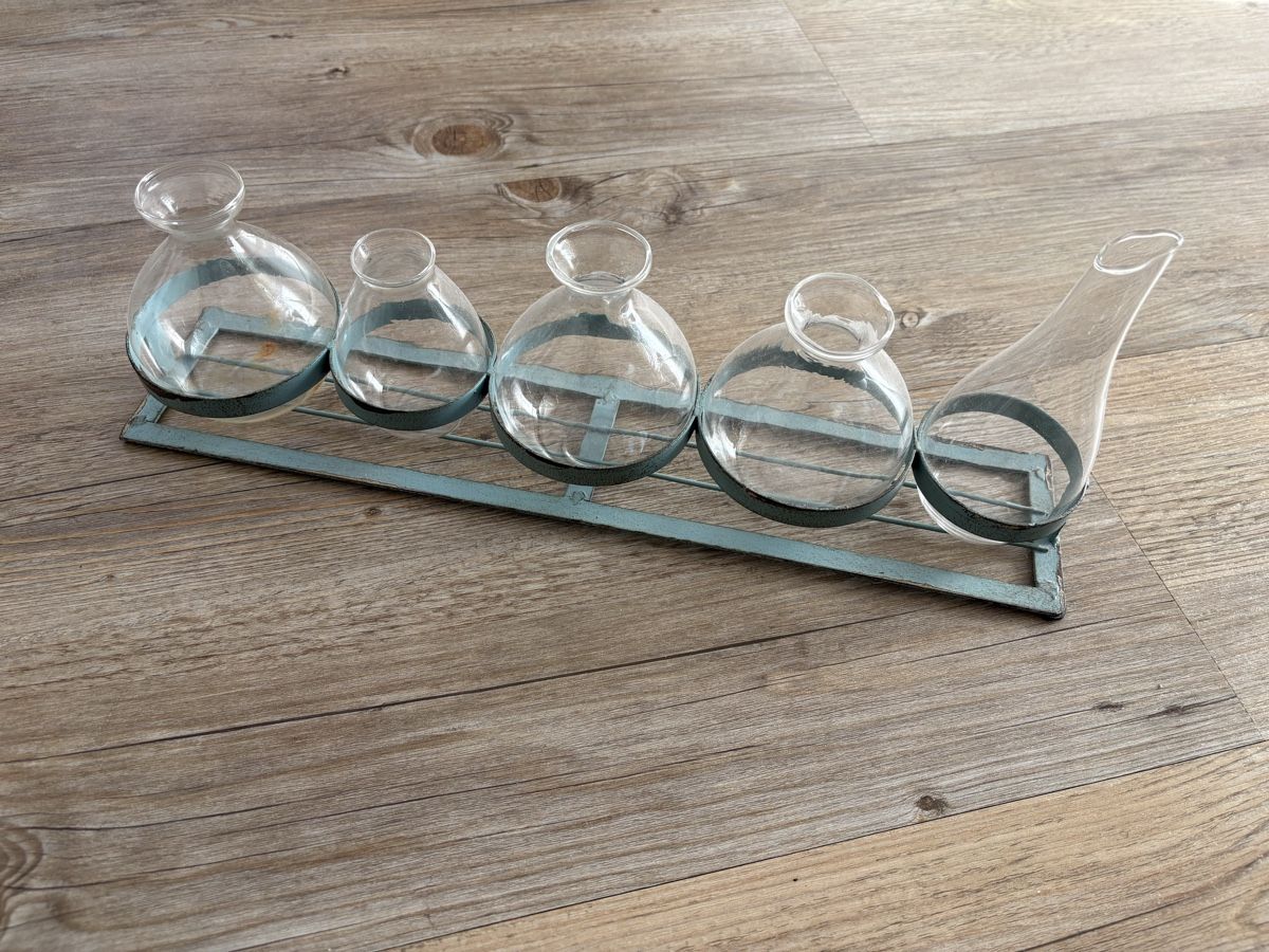 Vasi & Recipienti: Déco Vintage - support et 5 vases en verre – Usato da Zweisimmen venduto da Domii