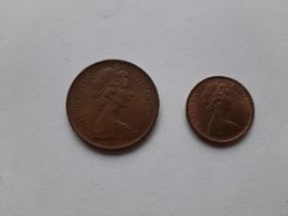 2 Münzen England 1971/1975
