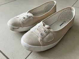 Graceland Stoff-Ballerinas/ Slipper in Beige- Grösse 37
