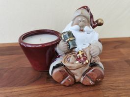 Weihnachtsdeko Figur Samichlaus / Weihnachtsmann mit Kerze