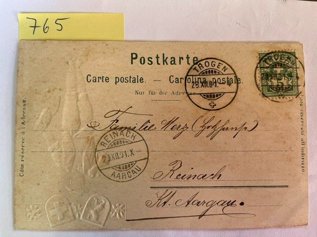 Cartoline postali: alte Ansichtskarte Kirche Appenzell, 1901 mit Stempel – Usato da Niederwil AG venduto da dahu75 1