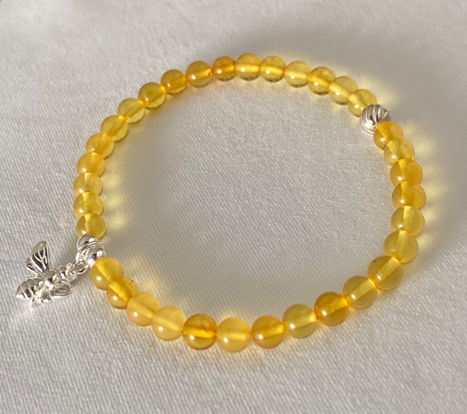 Armbänder & -reifen: Edelstein Armband Honig Bernstein mit Silber auf Mass – Neu und originalverpackt aus Zuzwil SG von Lemliskat 2