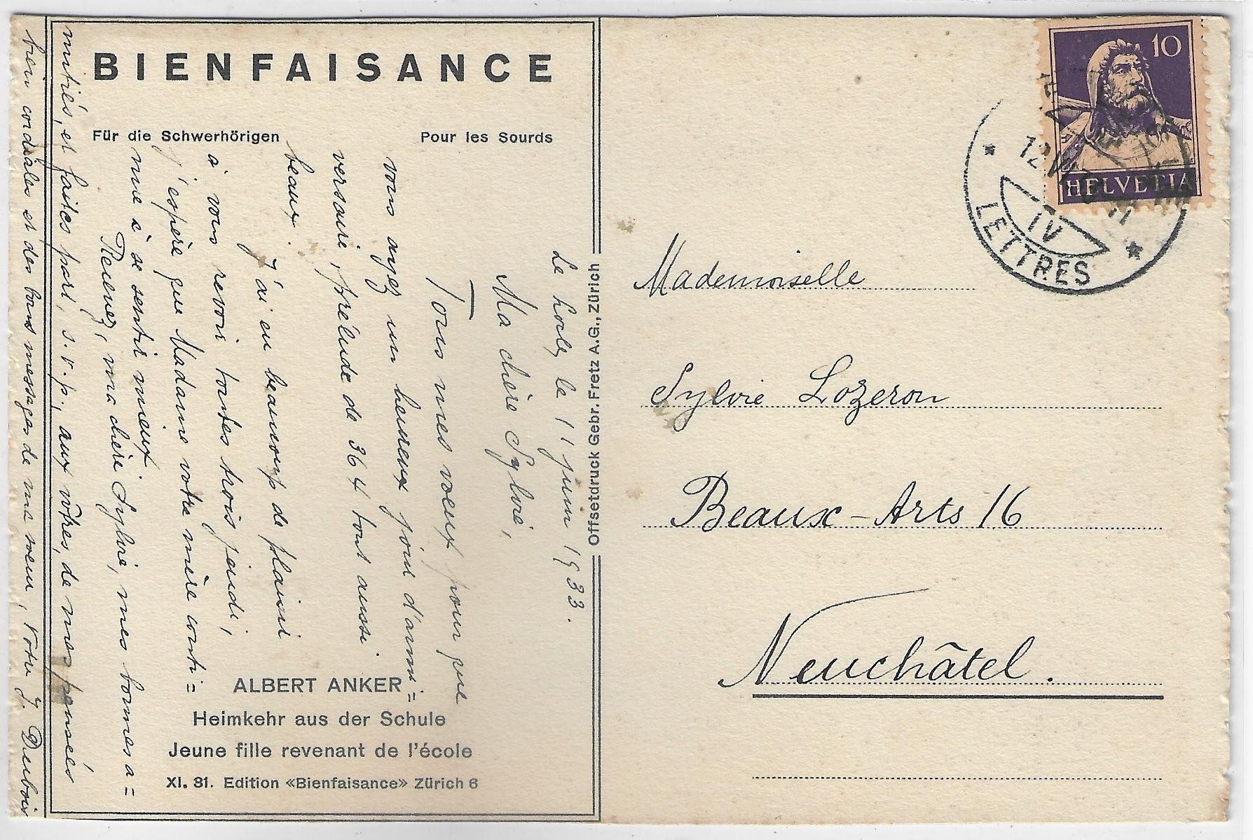 Cartoline postali: Albert Anker - Heimkehr aus der Schule – Usato da Ettingen venduto da Kartenplanet 1