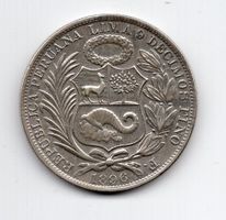 (308) Peru, 1 Sol, 1896, Münzzeichen F, vz, Silber
