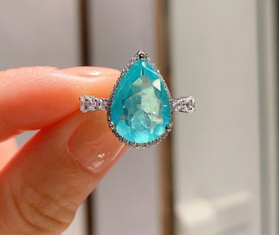 Anelli: Wunderschöner Ring mit Paraiba Turmalin und Silber – Usato da Erlinsbach SO venduto da ULIKH 1