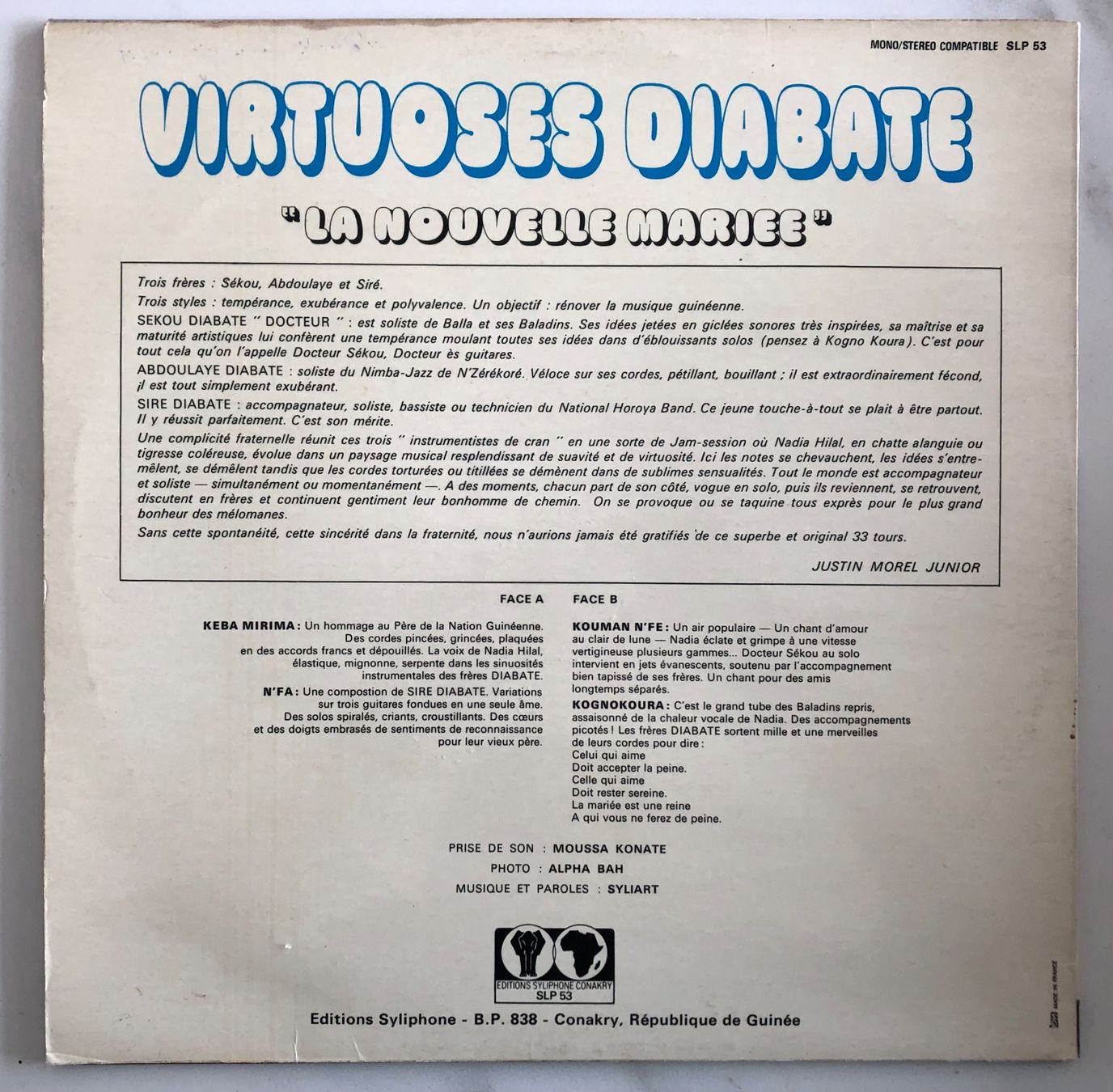 Dischi in vinile: VIRTUOSES DIABATE - LA NOUVELLE MARIÉE – Usato da Poliez-Pittet venduto da Newtown-Records 1
