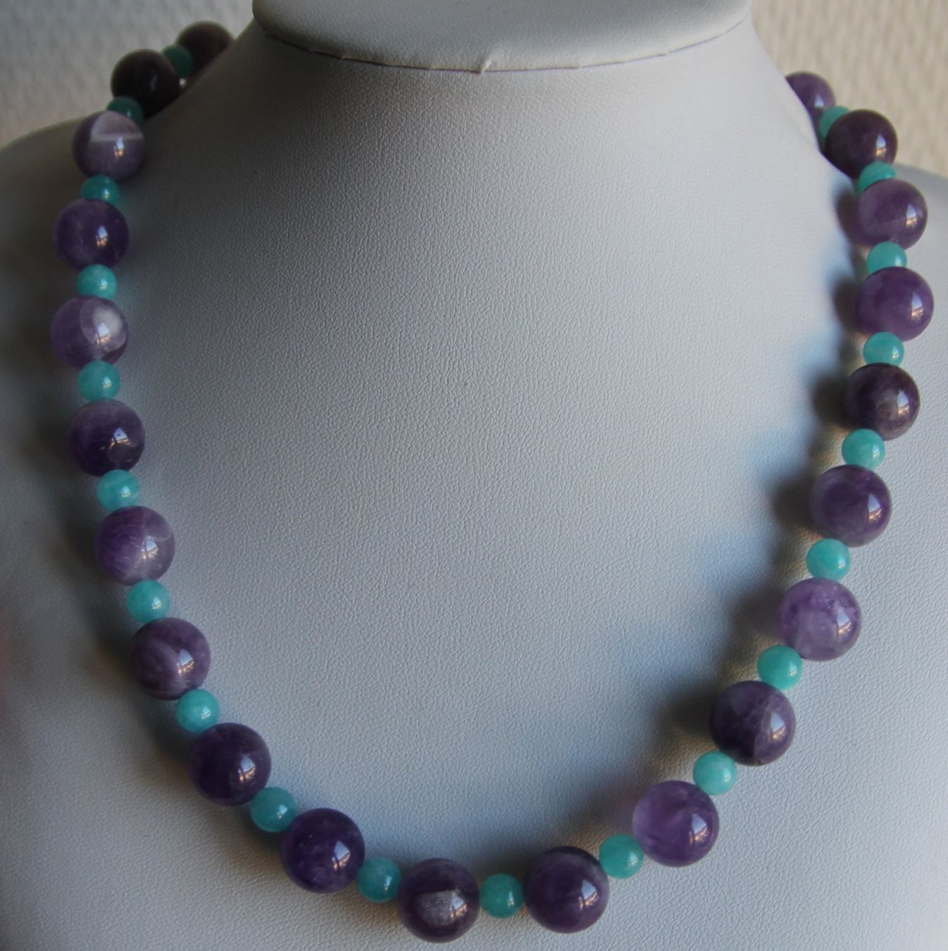 Catenine: NEU: Amethyst Amazonit Schmuck Kette Collier Edelstahl – Nuovo (secondo la descrizione) da Matten b. Interl venduto da Edelsteingalerie