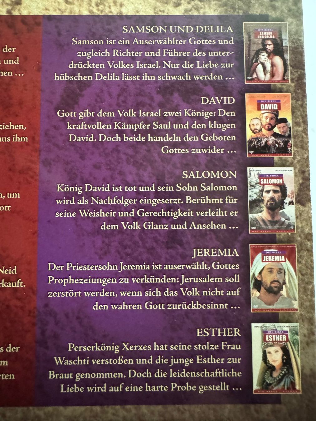 Tutti i DVDs: DVD: Die BIBEL:  Das Alte Testament - 10 DVDs – Usato da Hedingen venduto da Wowi 4