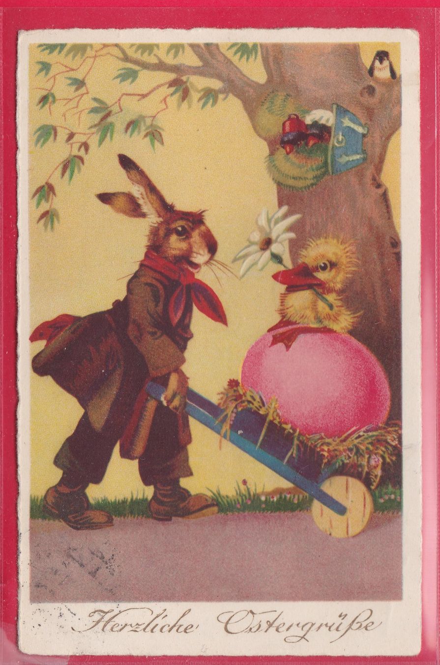 Cartoline postali: FRÖHLICHE OSTERGRÜSSE, 14.4.1927 – Usato da Oberrieden venduto da Gebirgsstelze