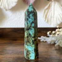 ✲ Afrikanischer Türkis Jaspis Obelisk ✲ 96g/95mm Turm Spitze