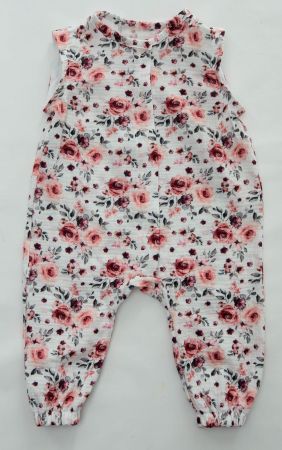 Sommer Strampler aus Musselin mit Rosen - Gr.86/92 - NEU