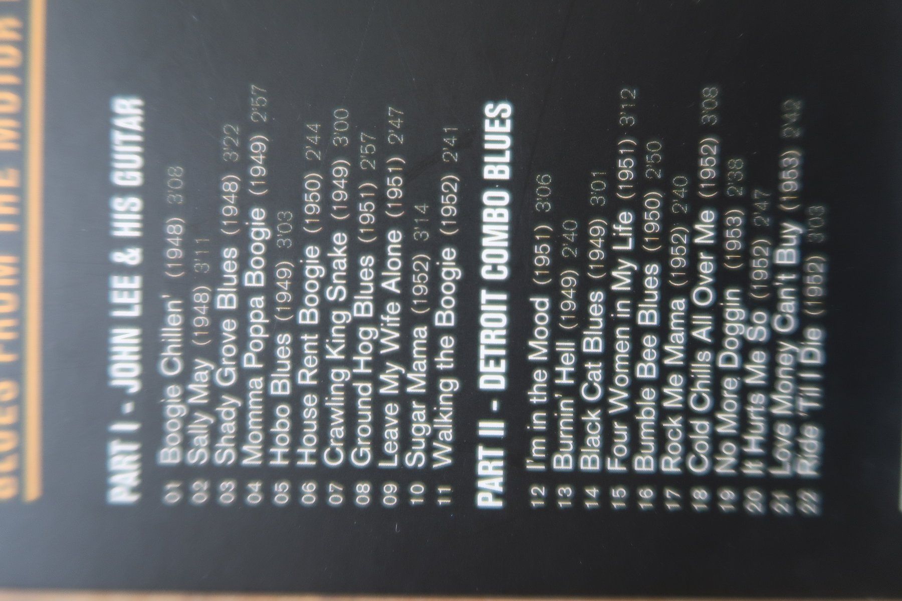 CD: JOHN LEE HOOKER - BLUES FROM THE MOTORCITY - CD – Usato da Basel venduto da Patiscat 2