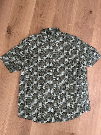 Herren Hemd Accanto Kurzarm Blattmuster Grösse 2XL grün