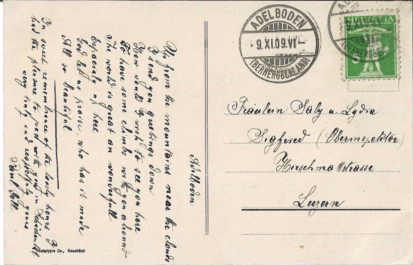 Ansichtskarten: Karte Adelboden 1909 – Gebraucht aus Zürich von Philacat11 1