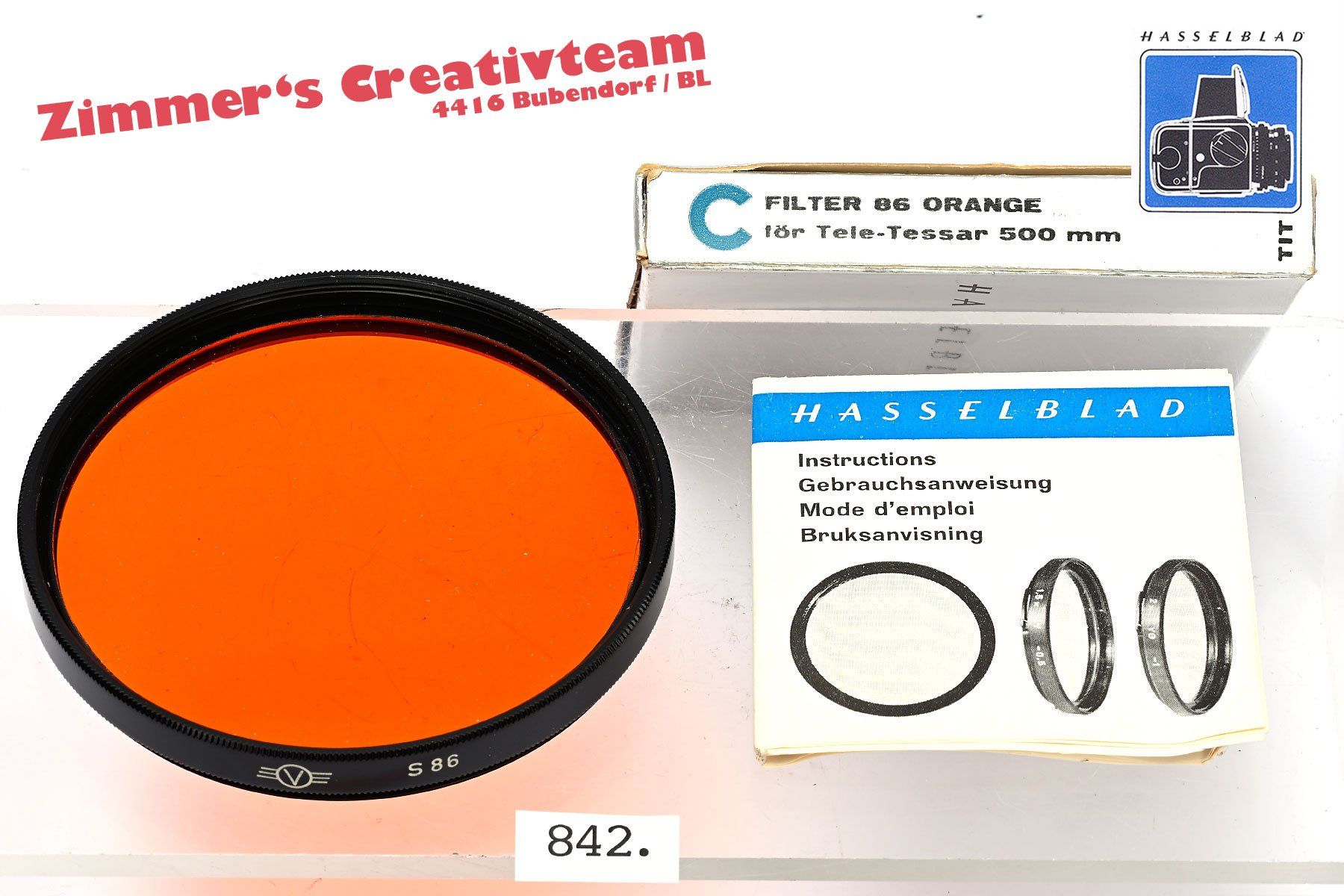 Hasselblad Objektive: Hasselblad Orange Filter zu Tele-Tessar 500mm, V-System – Gebraucht aus Bubendorf von zimmers_creativteam