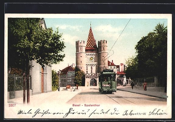 Cartes postales: AK Basel, Spalentor mit Strassenbahn – D'occasion à Berlin par bartko-reher