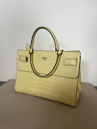 Guess 1981 Handtasche Gelb Kroko-Optik Shopper Tote Bag