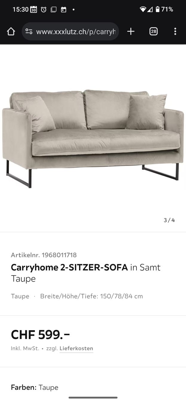 Divani: Sofa/Couch 2-Sitzer in taupe – Nuovo (secondo la descrizione) da Kriens venduto da ..stx.. 2