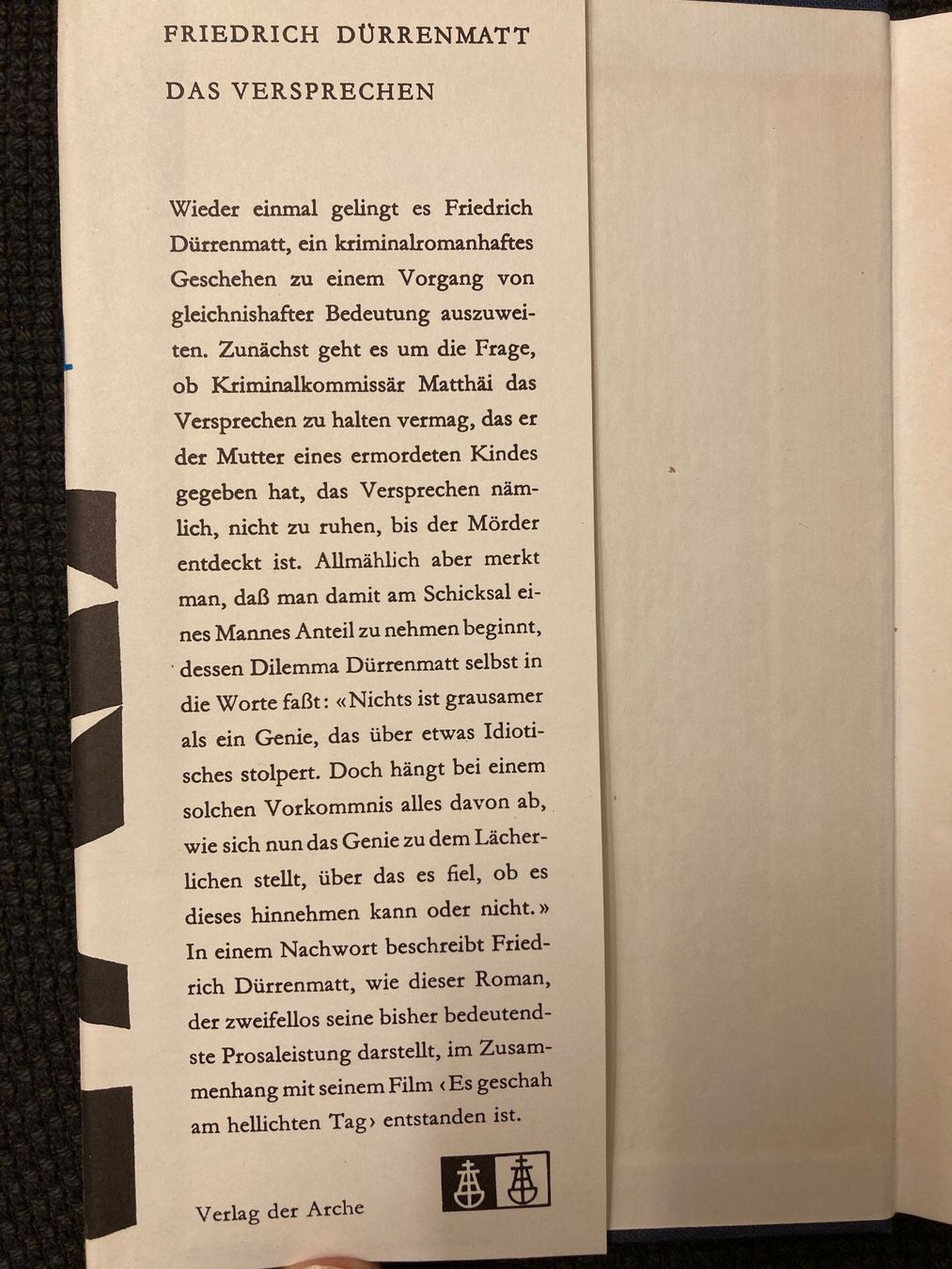 Libri: Friedrich Dürrenmatt, Das Versprechen – Usato da Baden venduto da Yoyo1 1