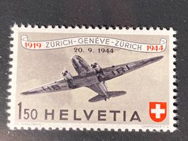 Schweiz 1944 Flugpost Jubiläum 25 J Luftpost DC-3 postfrisch