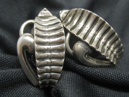 Antik Ohrringe Ohrclips Silber 835 Blatt