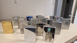 Konvolut 17 Feuerzeuge Zippo verschiedene Modelle
