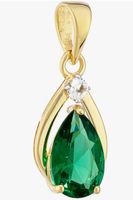 Gold Halskette Tropfen mit Smaragd mit s925 Ket