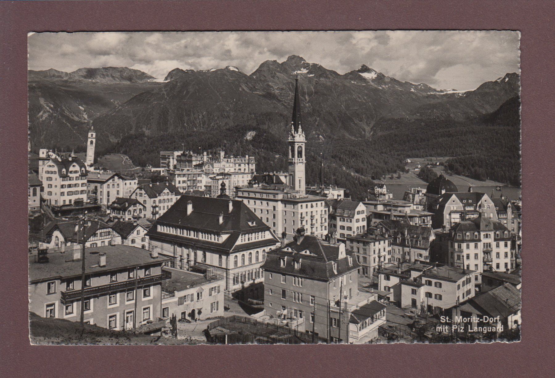 Cartoline postali: ST. MORITZ-DORF - Teilansicht - 1948 – Usato da Pully venduto da nicecards